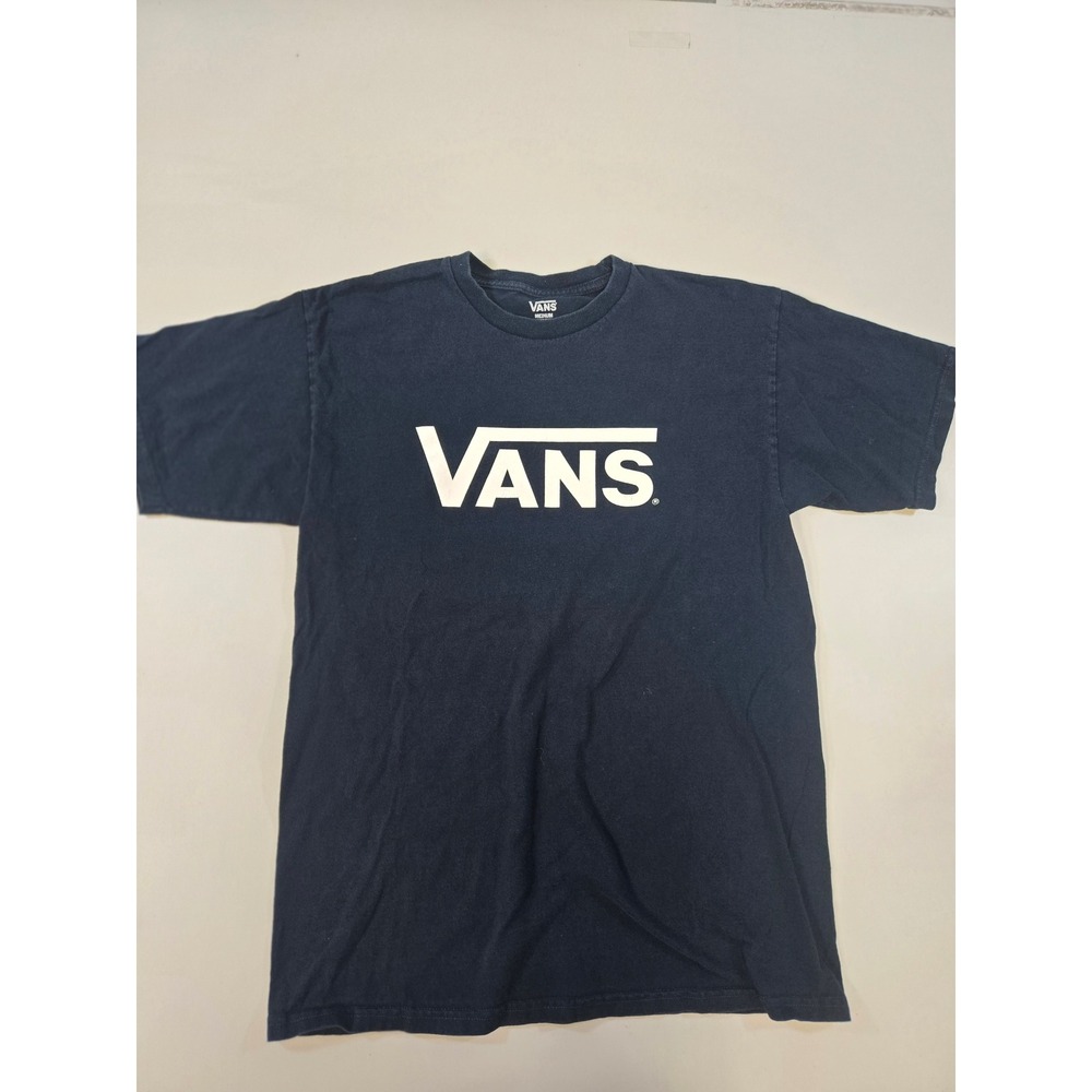 Vans Mens Classic Logo Graphic T-Shirt Navy Blue Cotton Short Sleeve Medium